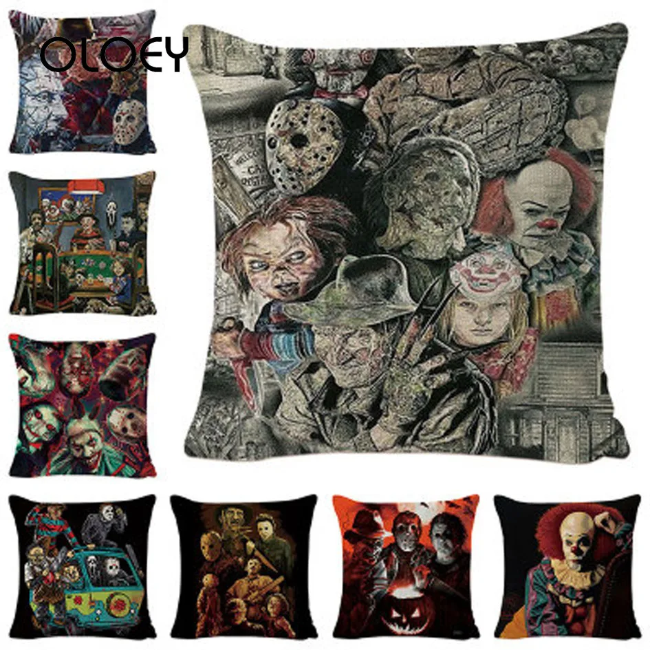 HalloweenCushionCover3dPrintingHouseholdLinenCushionCoverSkull