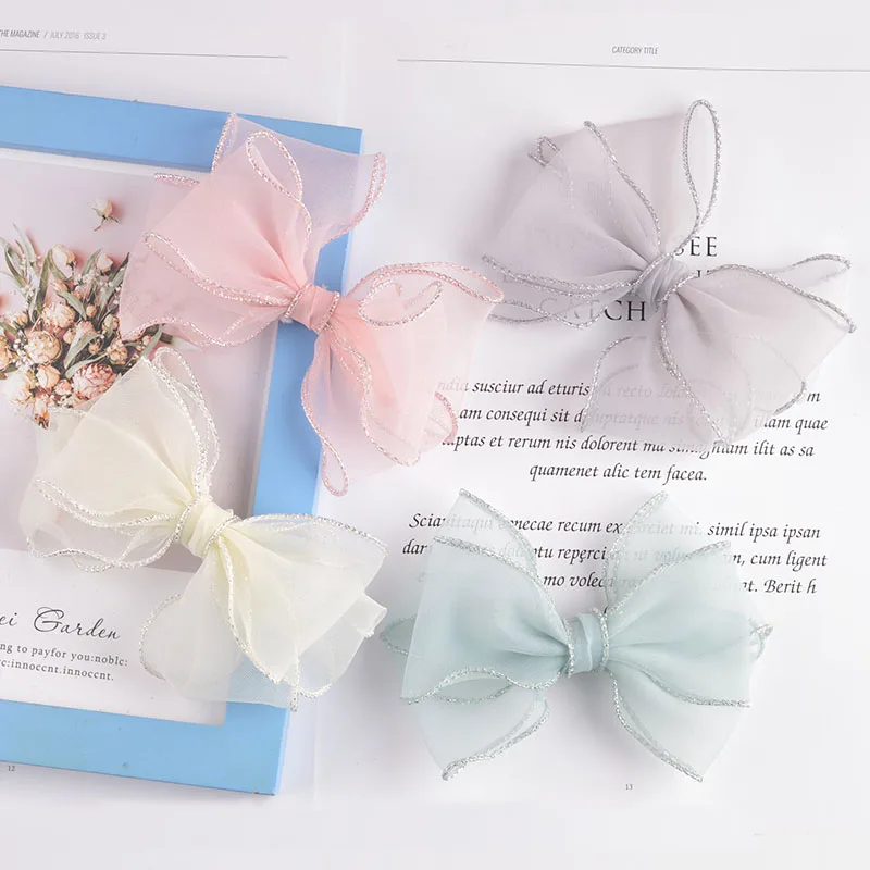 Accesorios para el cabello para niña, lazo de gasa de Color caramelo, Clip de pico de pato, horquilla para niña, accesorios para el cabello 2021