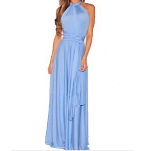 maxi dress Модное сексуальное женское длинное платье для подружки невесты, вечернее, многослойное, с обмоткой, в виде бесконечности, Макси-Платье, синие, открытые, вечерние, бандажные - Цвет: maxi dress