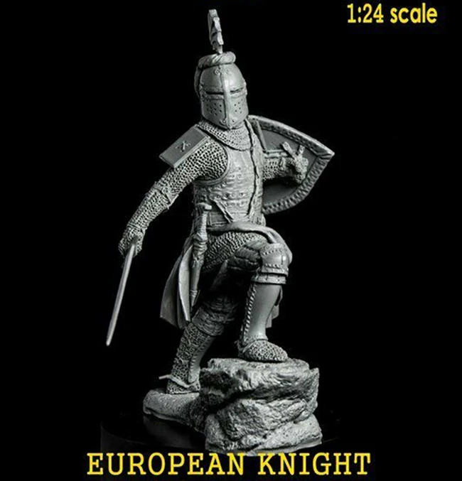 

Unassambled 1/24 75mm ancient European Knight stand with BASE Resin figure miniature model kits Unpainted