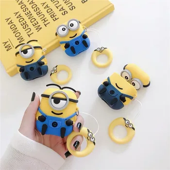 

Silicone Minions cartoon airpods case cover with Keychain for apple airpods 1 2 pro Protector case with keychain