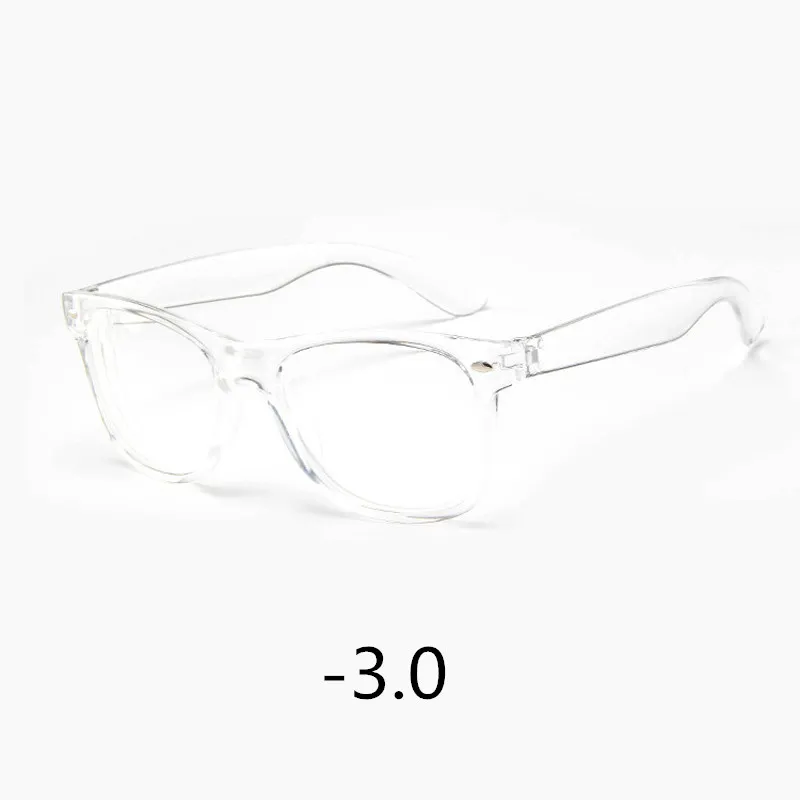 Elbru большой квадратный Прозрачный Анти-синий светильник очки для близорукости женские короткие очки для коррекции зрения-1,0-1,5-2,0-2,5-3,0-3,5-4,0 - Цвет оправы: -300
