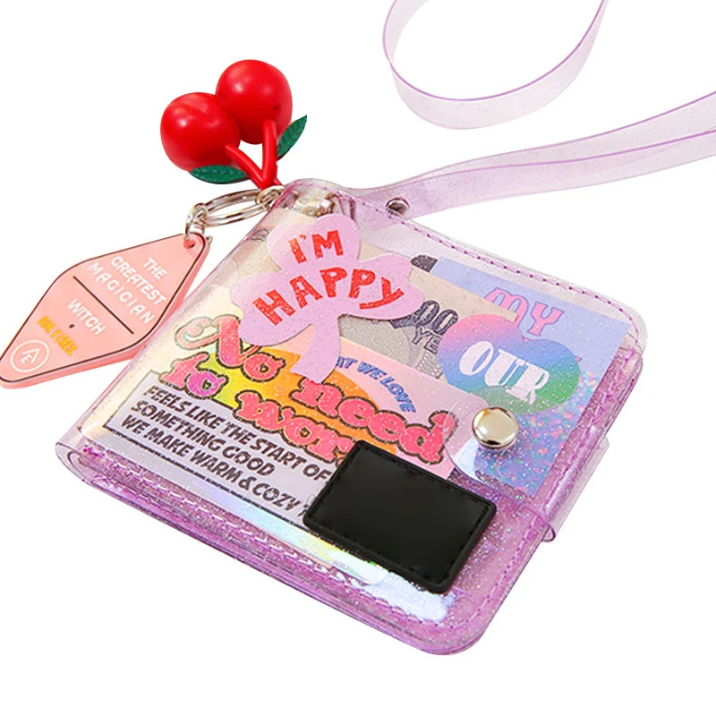 Transprent Jelly Neck Wallet Laser Halter Girls Coin Purse Ins Korea Letter Card Holder Bag Clutch Women Wallets 3