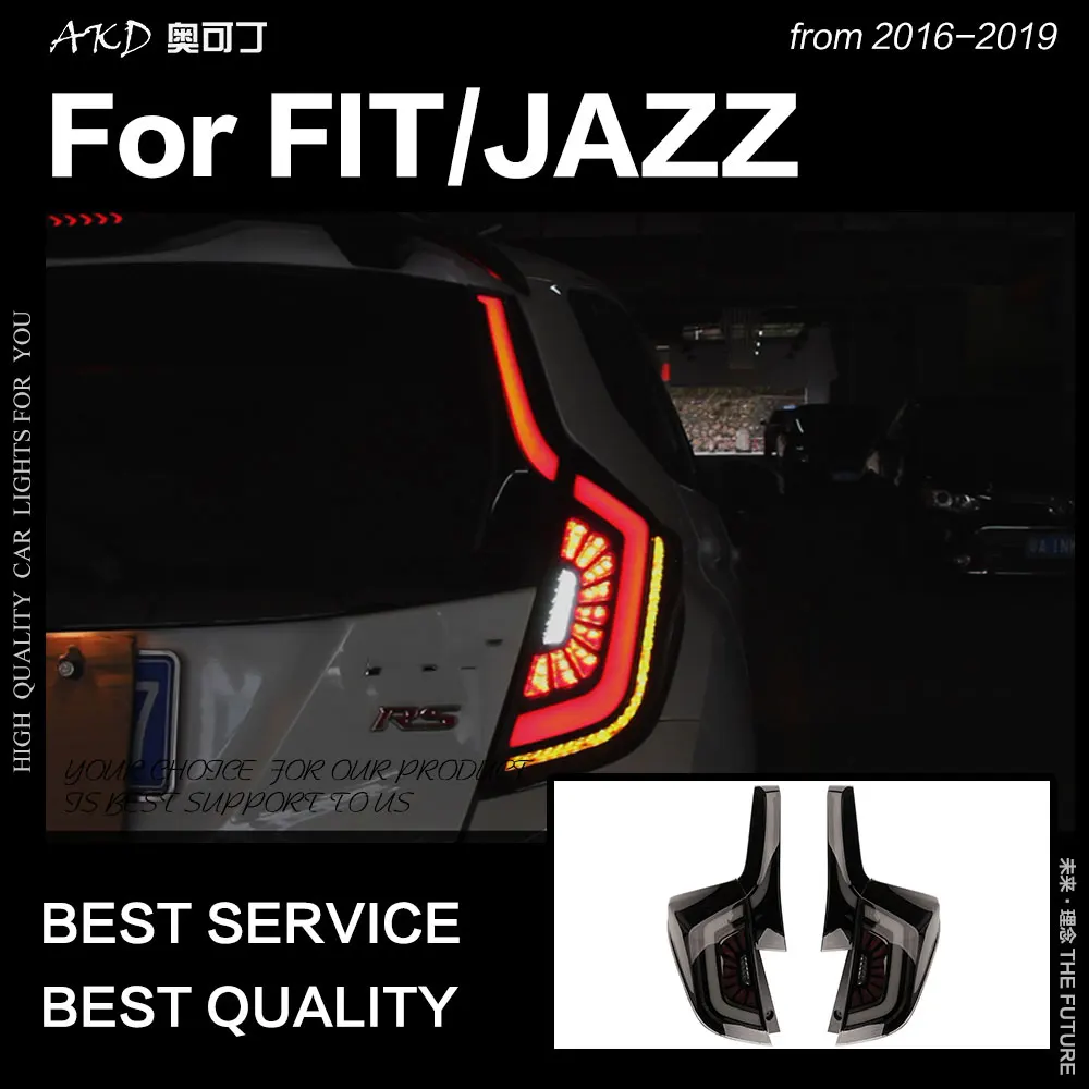 

AKD автомобильный Стайлинг, задний фонарь для Fit Jazz, задний фонарь 2014-2018, светодиодный задний фонарь DRL, динамический сигнал поворота, тормоз, задний фонарь, автомобильные аксессуары