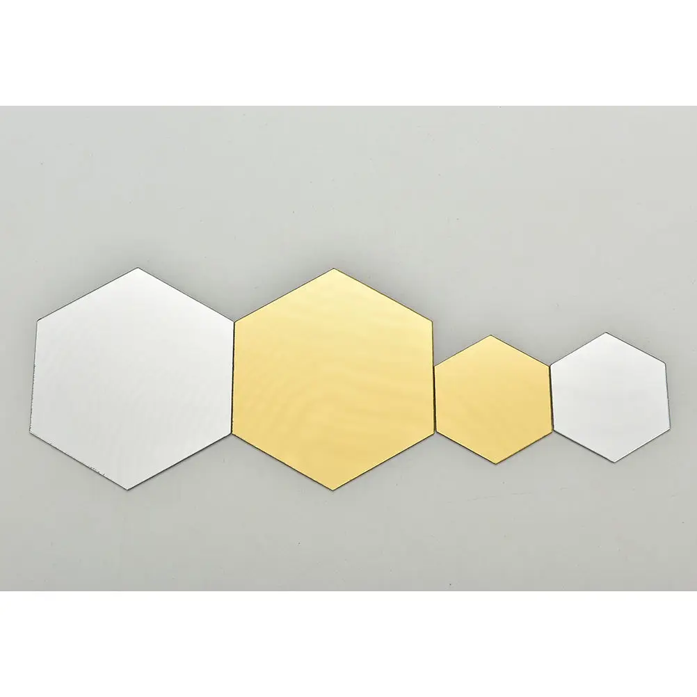 Лидер продаж шестигранная акриловая зеркальная настенная наклейка