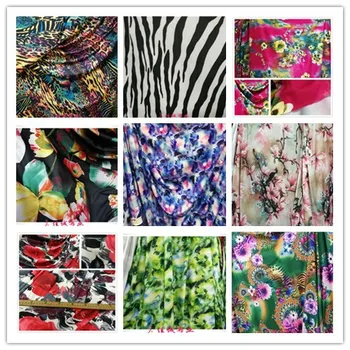 

Four-sided elastic milk silk bottom colorful rose peony flower cloth stage performance fabric