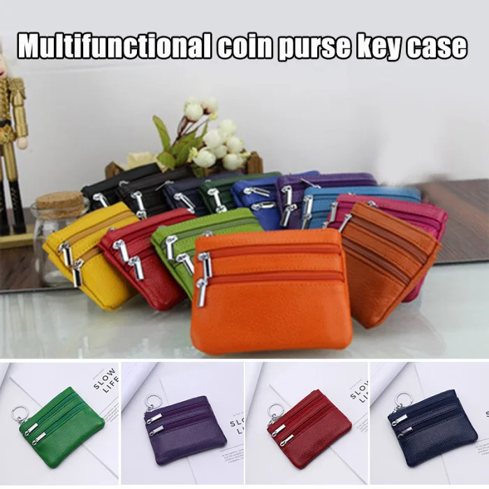Женский кожаный мини кошелек монета деньги кредитный держатель для карточки-ключа кошелек на молнии Многофункциональный H66