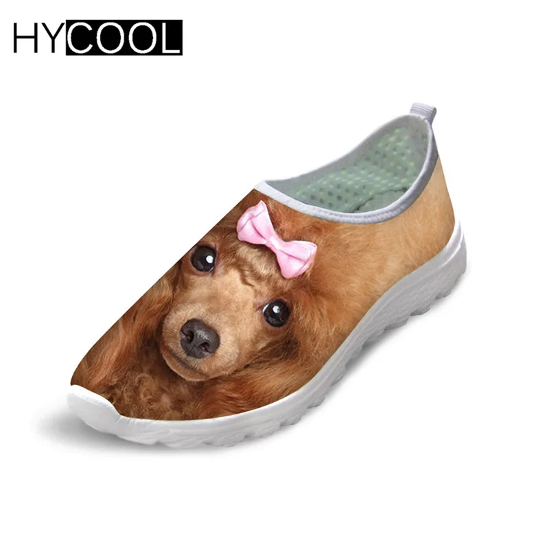 HYCOOL; женская летняя обувь из сетчатого материала с 3D-принтом собаки; дышащая женская повседневная обувь с принтом животных; пляжные Лоферы без застежки; - Цвет: C1302AA