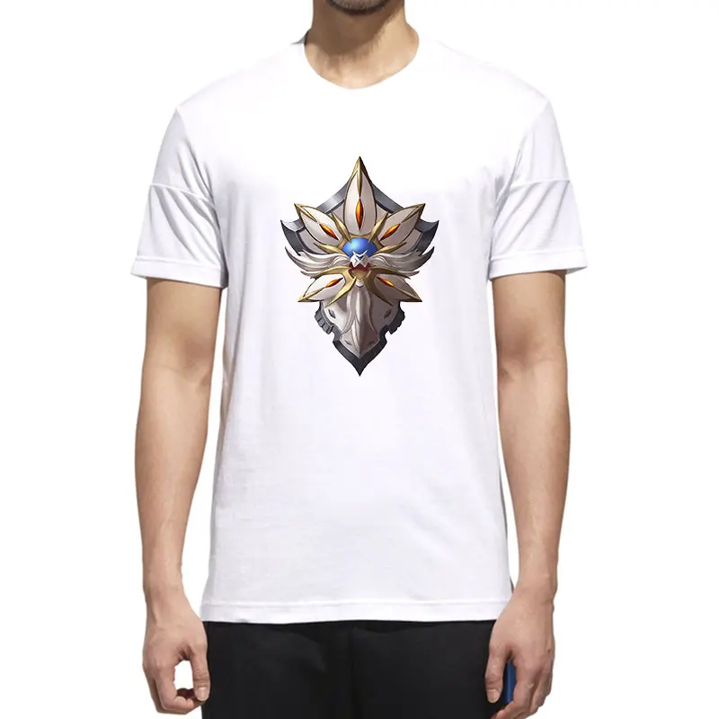

MOUNTSHARP Cotton Male T-Shirt Pokemon Shield Spring Summer Season Suitable Harajuku White T Simple O-Neck Cotton Men Tshirt