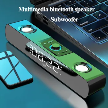 

SOAIY multimedia bluetooth speaker subwoofer with LED display Clock soundbar for TV computers louldspeaker for home theater