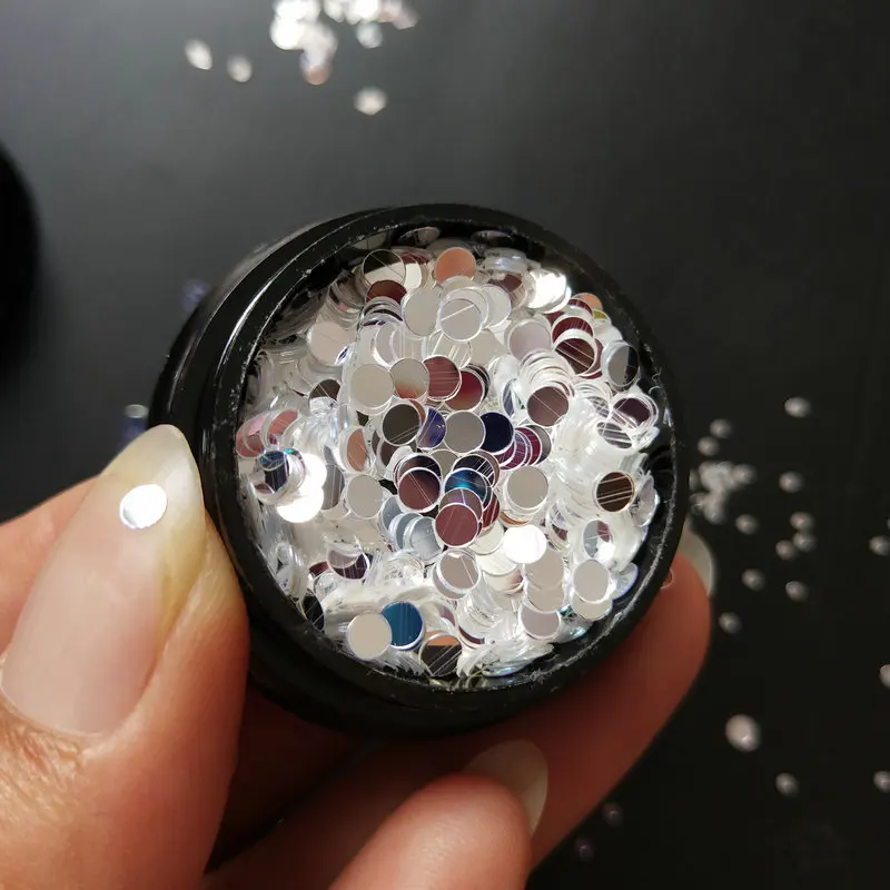 

1Pc Nail Sequins Rhombus Square Rectangle Round Mirror Silver Sequin Laser Nail Glitter Flakes DIY Nail Tips Decoration