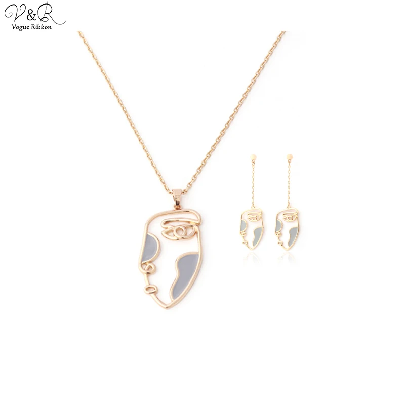 Vogue Ribbon New Arrival Necklace Sets For Women Gold Face Earrings and With Pearl Jewelry Series Original Design Brand | Украшения и