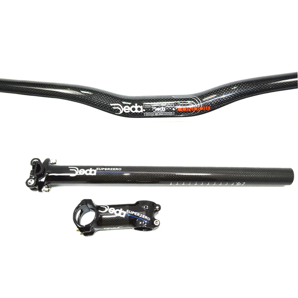 DEDA полный углеродный MTB комплект рулей для велосипеда горный велосипед плоский подъем вынос руля стойка сидения 3 к Углеродные велосипедные части глянцевая