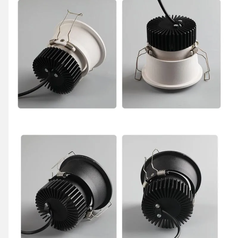 6PCS Dimmable 좁은 테두리 내장 된 눈부심 방지 COB 천장 Recessed Downlight 7W 9W 12W 15W 18W 20W 호텔 빌라 조명
