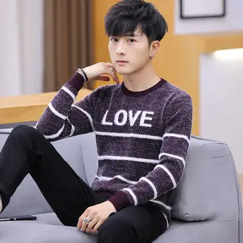 

2020 young people's medium and high grade thickened round neck Korean version fit winter thickened sweater and sweater trend