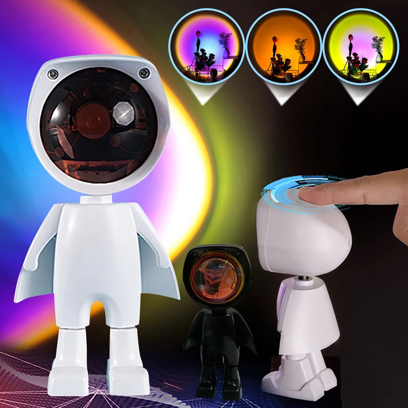USB Robot Atmosphere Light 360° Sunset Lamp Stepless Dimming Projector Night Network Red Selfie for Wall Decoration | Дом и сад
