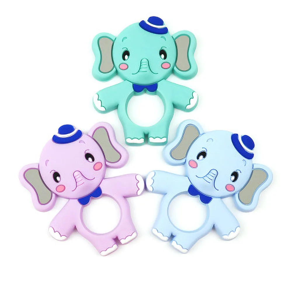 10 Colors Baby Silicone Teethers Food Grade Silicone Cartoon Elephant Teether DIY Teething Toys For Teeth Infant Baby Teethers