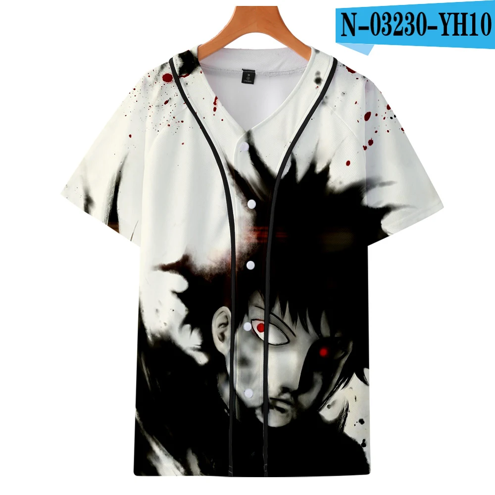 Аниме Mob Psycho 100 3D бейсбольная рубашка для мужчин мультфильм лето тонкий короткий рукав бейсбольная рубашка для мужчин Harajuku Mobu Saiko Hyaku рубашка - Цвет: one