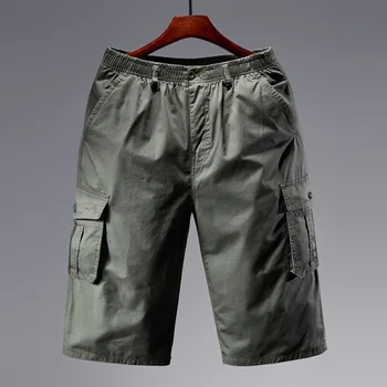 

Seven Points Pants Male Cotton Big Code 2019 Summer Middle Age Loose Pure Cotton Overalls Shorts