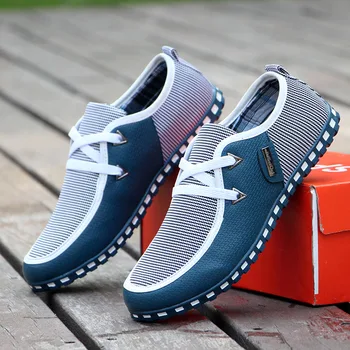 

Fashion Men Leather Shoes Spring Autumn Men Casual Shoes Breathable Flats Lacing Plus Size 39-46