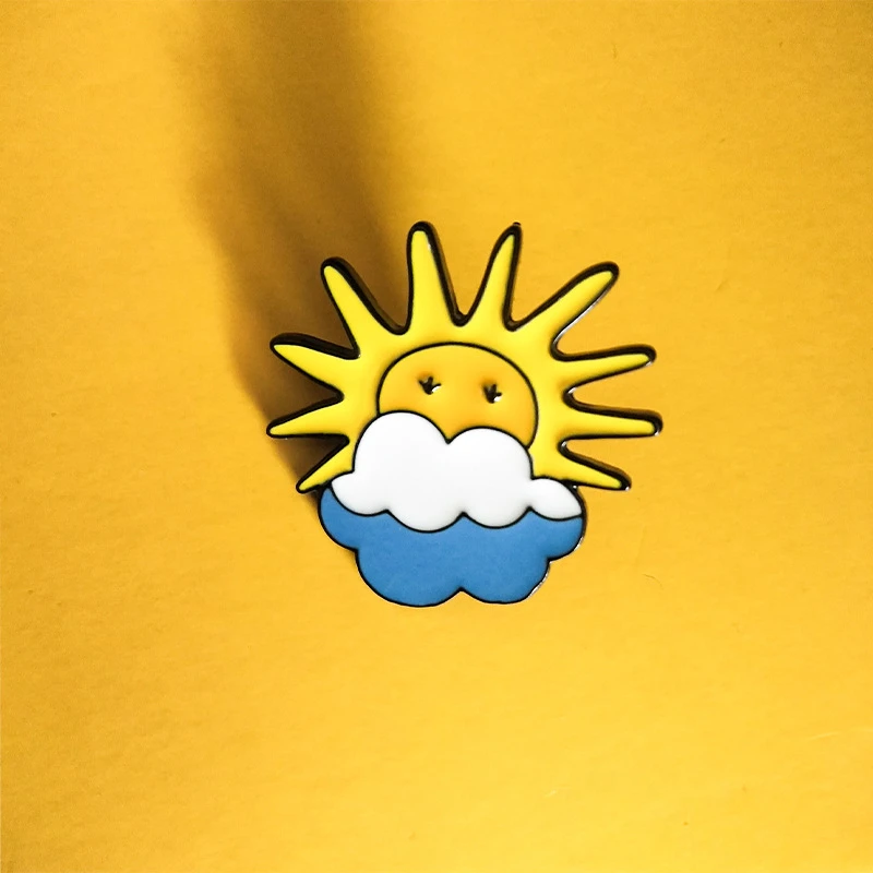 Cartoon Fashion Rainbow cloud Sun moon white clouds dark clouds brooch Jeans Backpack Badges children Metal Enamel Pin Clothes
