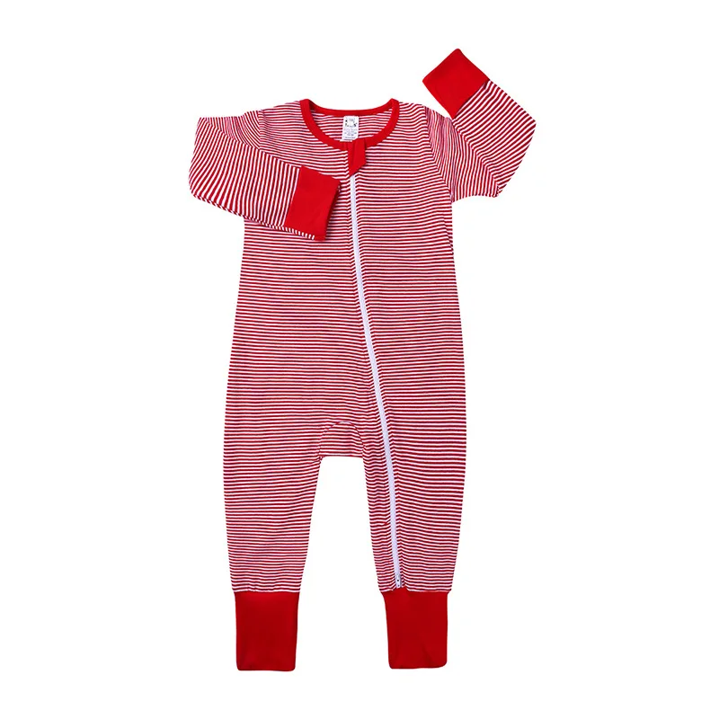 Red Striped Rompers Baby Boy Girl O-Neck Clothes Bebek Rompa Bebe Baby Newborn Clothing Spring Autumn Zipper Baby Striped Romper