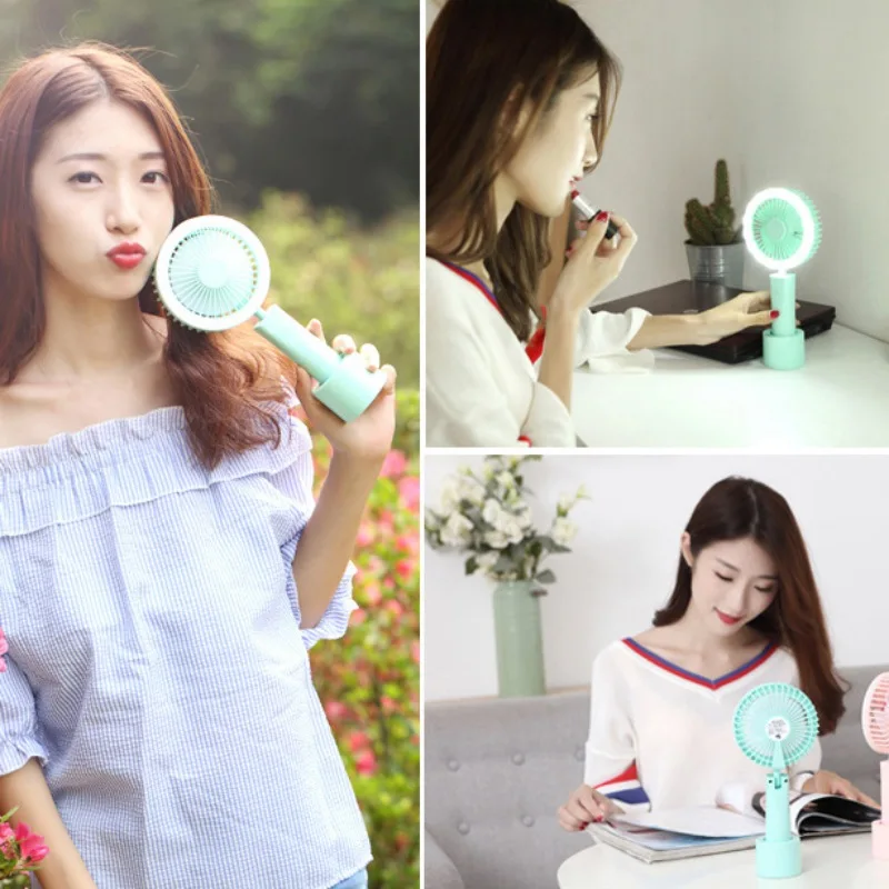  Portable USB Fan Rechargeable LED Light Fan Air Cooler Mini Desk Adjustable Angle 3 Speeds for Home