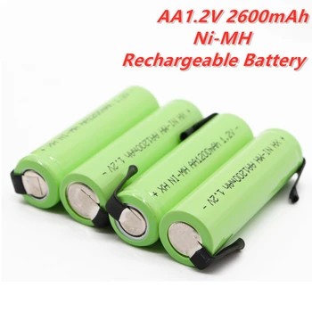 

Ni-mh V 1.2 in AA rechargeable battery 2600 mAh nimh cell green case with welding inserts for Philips electric shaver razor toot