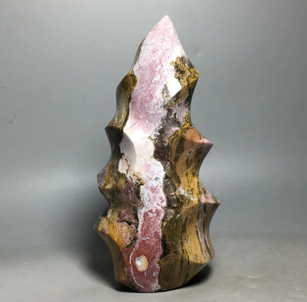 

543g High quality Natural crystal healing fengshui Home decoration polishing Ocean jasper flame