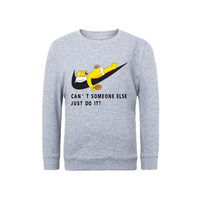Серый spring autumn Children Sweatshirts Just Do cartoon printed kids sportwear boy girl pullover topshirts Simpsons Teenager Jersey - Цвет: Серый