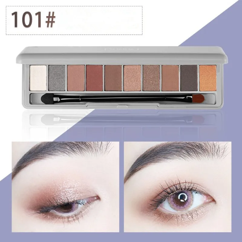 10 Colors A Set Earth Color Eyeshadow Palette Glitter Eye Palette Nude Beauty Maquiagem Matte Silky Pigments Eye Shadow Brush - Цвет: 101