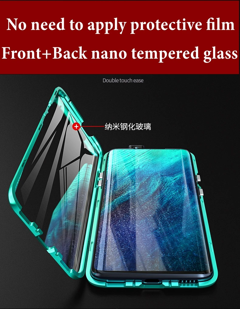 HTMOTXY Магнитный двойной чехол из закаленного стекла для телефона s для Oneplus 7 Pro Чехол из закаленного стекла с металлической рамкой для Oneplus 7 чехлы