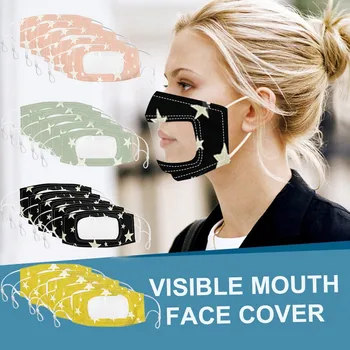 

5PCS Smile Communicator Face Mask with Clear Mouth Expression Lip Reading Mask Mouth Caps Face Shield Masques Mondmasker