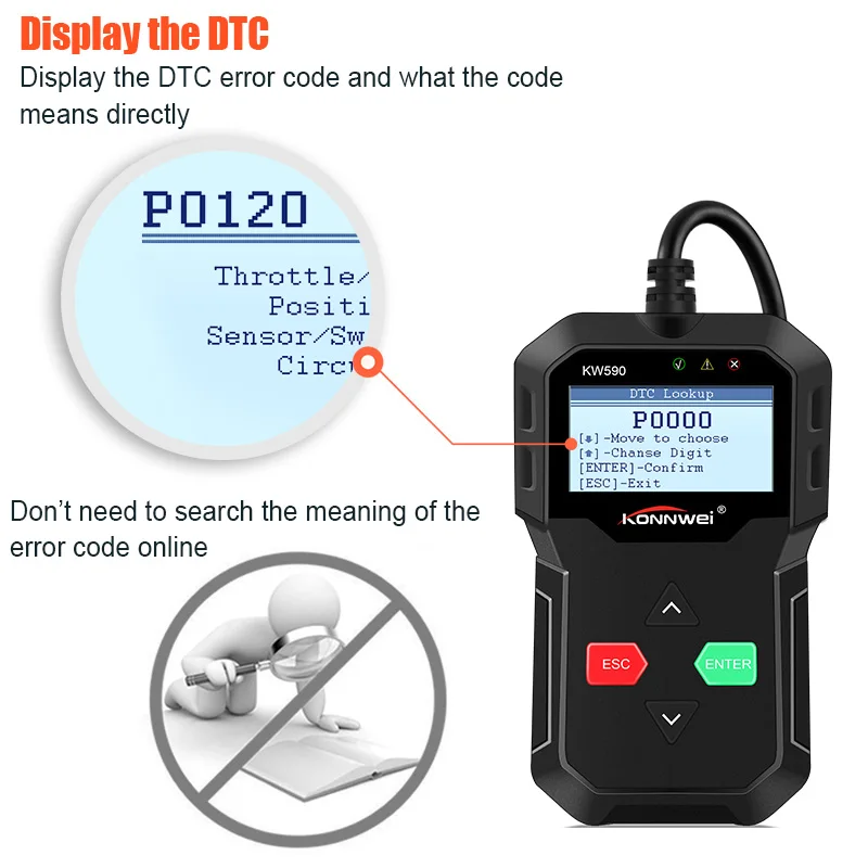KONNWEI KW590 Obd2 сканер авто мульти Бренды автомобилей многоязычный считыватель кодов