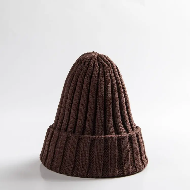 Зимняя вязаная шапочка для маленьких мальчиков и девочек, яркая шляпа с загнутыми краями, модная детская осенне-зимняя теплая мягкая шапка, шапка, От 0 до 4 лет - Цвет: Brown