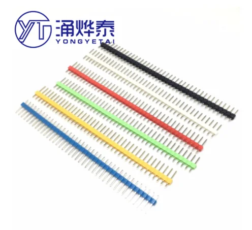 YYT 10PCS/bag Colorful pin header 2.54mm 1*40P single row male pins Red White Blue Yellow green Black Jumper Blocks