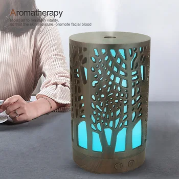 

100ml air humidifier essential oil aroma diffuser 7-color LED luminous hollow cylinder