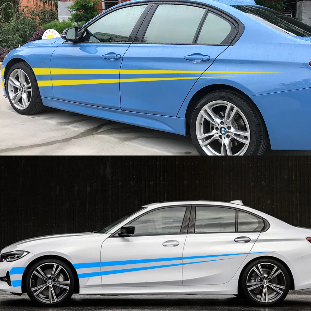 2 шт. Автомобильная наклейка длинные боковые полосы наклейки виниловая оболочка