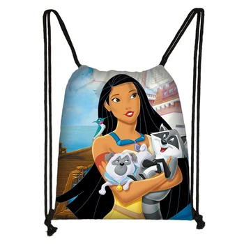 

Custom Pocahontas Drawstring Bag Cute Daypack Kids Satchel Casual Backpack Teenager Storage Bag Women Men 32x38cm*18-1031-14