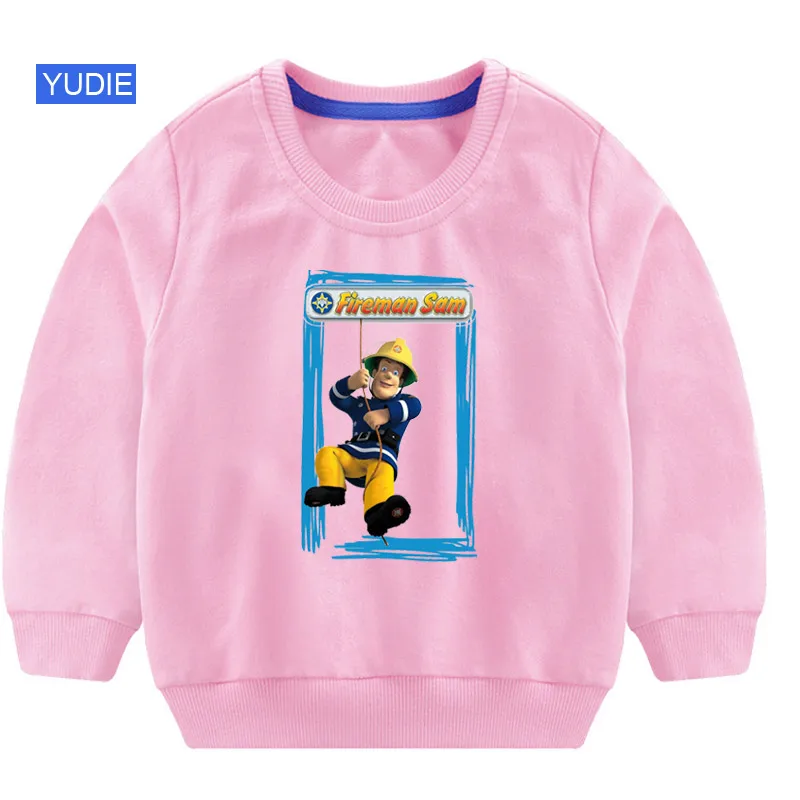 sweatshirt Pink Г. Толстовки с капюшоном для маленьких мальчиков с героями мультфильма «Пожарный Сэм»; детская белая забавная толстовка; Одежда для мальчиков 6 лет - Цвет: sweatshirt Pink