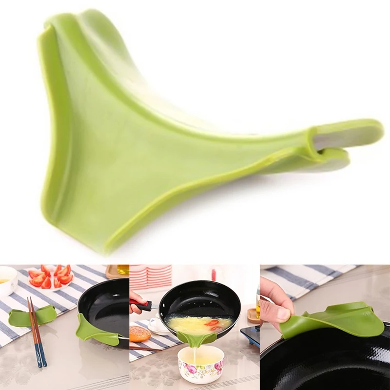 Hot Silicone Liquid Funnel Pots And Pans Round Rim Deflector Anti-spill Drain Spout Slip On Mess Kitchen Utensils Cooking Tool