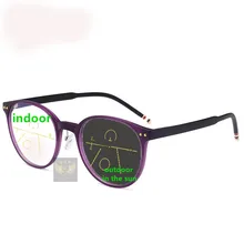 Новые женские Стильные качественные фотохромные прогрессивные очки для чтения, модные круглые очки для пресбиопии с полной оправой для женщин