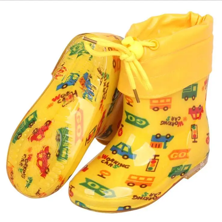 Новинка; стильные детские резиновые сапоги для дождливой погоды для маленьких девочек; водонепроницаемые сапоги из пвх; теплая водонепроницаемая обувь для мальчиков с героями мультфильмов; Всесезонная Съемная обувь - Цвет: picture style