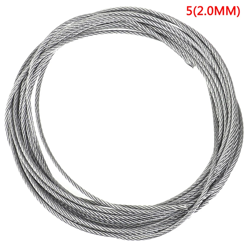 304 Stainless Steel Soft Wire Rope 5m Soft Fishing Lifting Cable Clothesline 7*7 Structure Diameter 0.5mm 1mm-3.0mm Wholesale