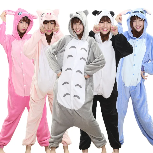 US $12.35 Totoro Kigurumi Onesie Adult Animal Unicorn Pajamas Suit Warm Soft Stitch Sleepwear Onepiece Winter