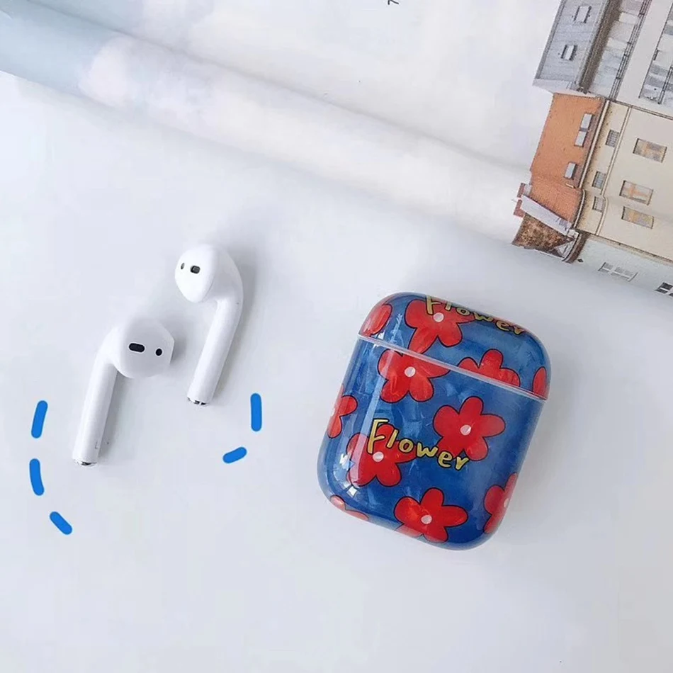 359F Мраморный Bluetooth беспроводной Чехол для Airpods чехол Роскошный милый цветок чехол для наушников для Apple AirPods 2 Чехол протектор Аксессуары - Цвет: 359F