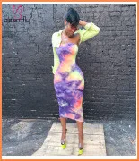 Autumn Tie Dye Galaxy Printed Women's Set Zipper Up Turn-down Neck Crop Top Pencil Pants Suit Sporty Two Piece Sets Tracksuits