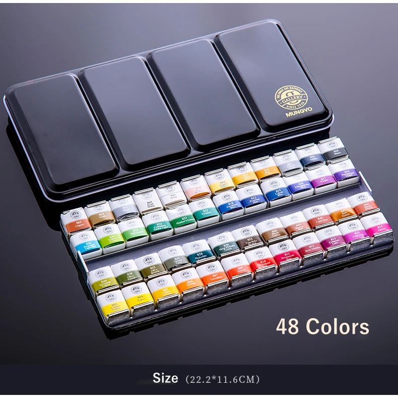 48 Colors Watercolor Paint Set Solid Water Color Metal Box Oil Painting  ,travel Watercolor Kit For Adults, Artists, And Students - Oil Paints -  AliExpress