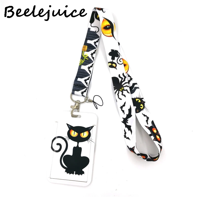 Precio Especial Llavero con cordón para llave de Gato de Halloween, tarjeta de identificación, para gimnasio, insignia de teléfono móvil, Soporte para Llavero para niños, accesorios de joyería, decoraciones KjwnegrXDmD