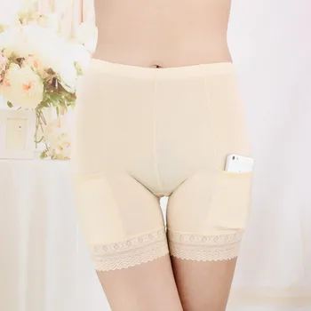 

Modern Women Pockets Safety Short Pants 2020 Newest style white, black and nude Cotton Long Leg seamless Stretch Underpant